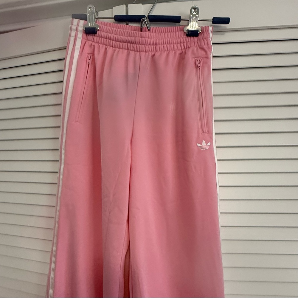 Adidas Kids Pink Joggers with White Stripes
